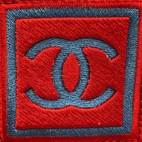 Chanel CHANEL Coco Mark Sports Line Shoulder Bag Canvas Blue x Red