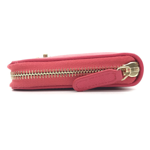 Chanel CHANEL Mademoiselle Coco Mark Round Fastener Long Wallet Leather Pink P11421
