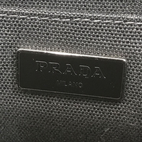 プラダ PRADA トライアングルロゴ ゼブラ 2WAY ハンド ショルダーバッグ キャンバス ブラック ホワイト P12516