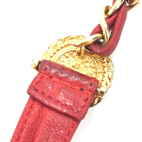 Chanel Chanel Ribbon Kettengürtel Leder rot x Gold C1002