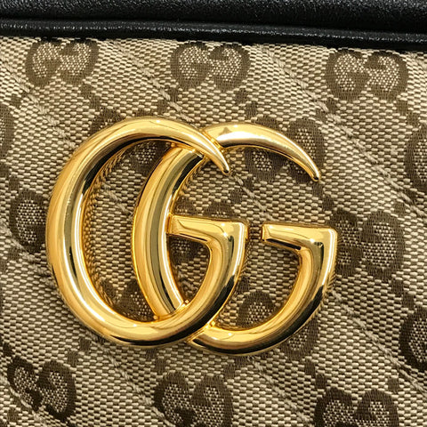 Gucci Gucci GG Marmont肩袋帆布帆布黑色棕色P12534