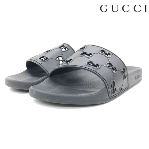 Gucci GUCCI GG Pattern Rubber 9 Sandals Black P12548