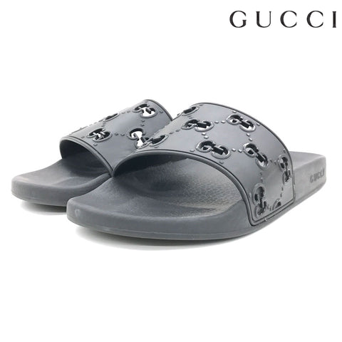 Gucci Gg Muster Gummi 9 Sandalen Schwarz P12548