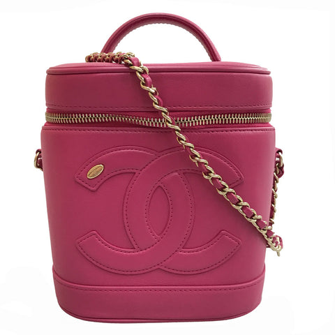 Chanel Coco Mark Eitelkeit 2way Handketten Umhängetasche Leder Pink P11526