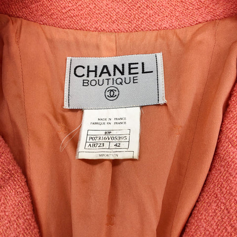 Chanel CHANEL Coco Mark Tweed Jacket 97P Orange P11493