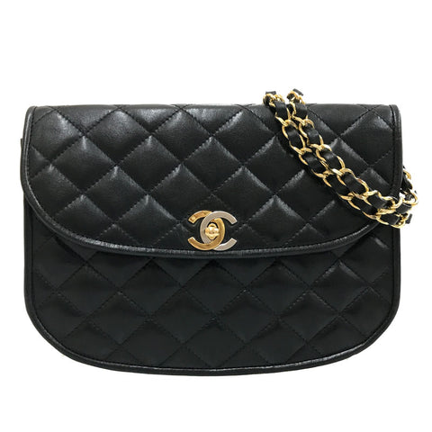 Chanel Paris Limited Matelasse Turnlock Chain Shoulder Bag Leather Black P12591