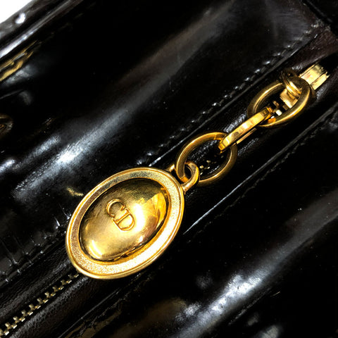 クリスチャンディオール Christian Dior レディーディオール 豹柄 ショルダーバッグ ハラコ パテント ブラウン P11610