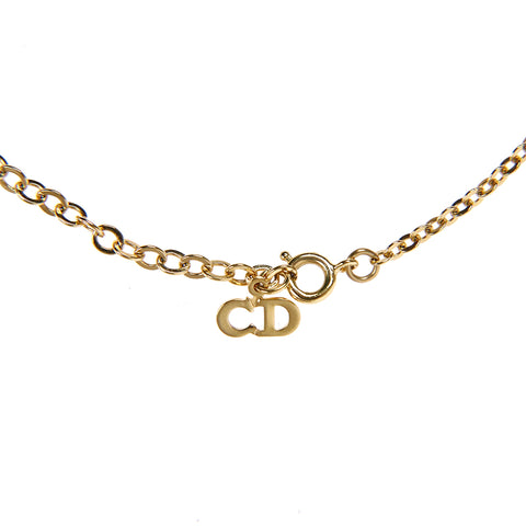 Christian Dior Circle Logo Rhinestone Necklace Pendant Gold Chain Plated  Women | eBay
