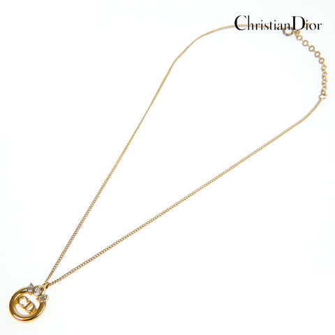 クリスチャンディオール Christian Dior CD ラインストーン ネックレス ゴールド eit0262P10423