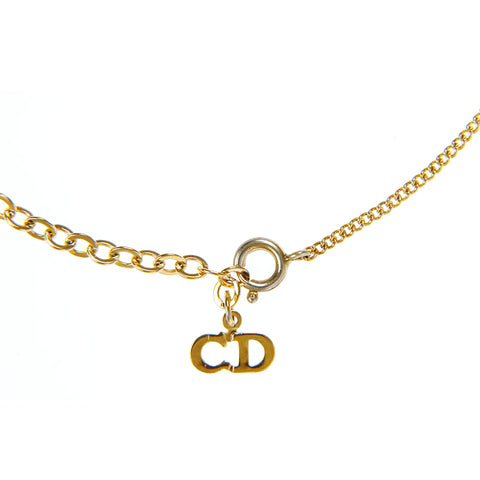 クリスチャンディオール Christian Dior CD ラインストーン ネックレス ゴールド eit0262P10423