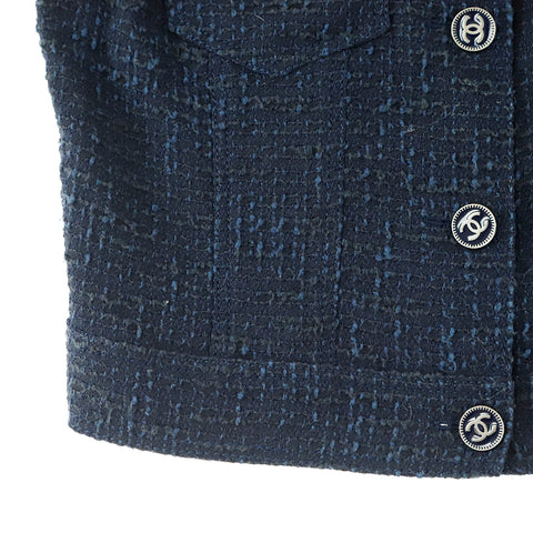 Chanel Chanel Tweed Coco Button Best Navy P10593
