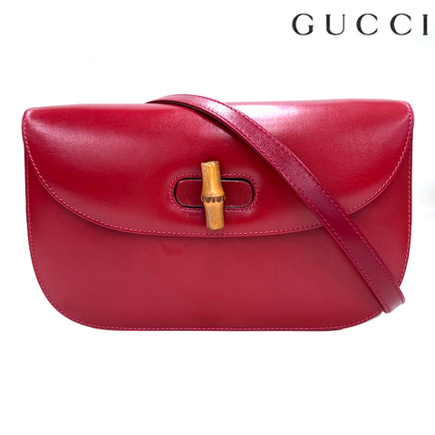 Gucci GUCCI Bamboo Shoulder Bag Red P11055