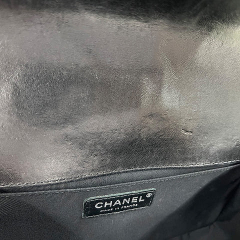 シャネル CHANEL ボーイシャネル バイカラー  ショルダーバッグ レザー ブルー×ブラック P11082