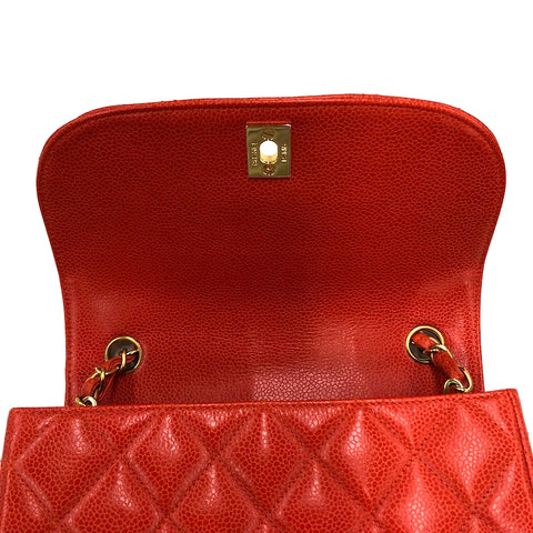 Chanel Chanel Cabia Skin Matrasse Coco Mark Sac en cuir Orange P11122