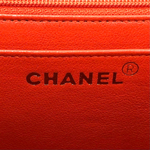 Chanel Chanel Cabia Skin Matrasse Coco -Mark -Umhängetasche Leder Orange P11122