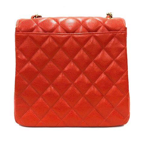 Chanel Chanel Cabia Skin Matrasse Coco Mark Umhängetasche Leder Orange EIT0282P11122