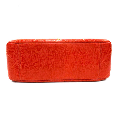 Chanel Chanel Cabia Skin Matrasse Coco -Mark -Umhängetasche Leder Orange P11122