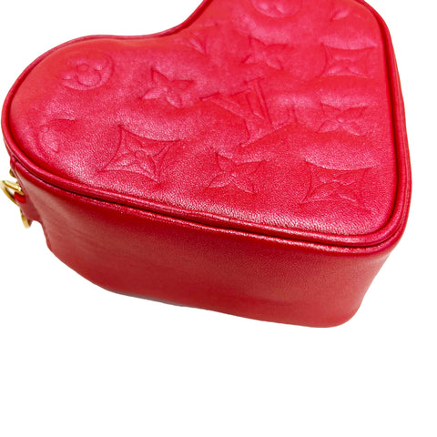 vuitton red heart shaped coin