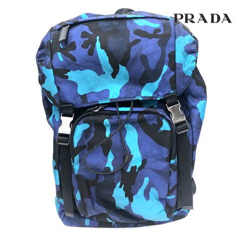 Prada Camouflage Rucksack/Daypack Blue X Schwarz P11714