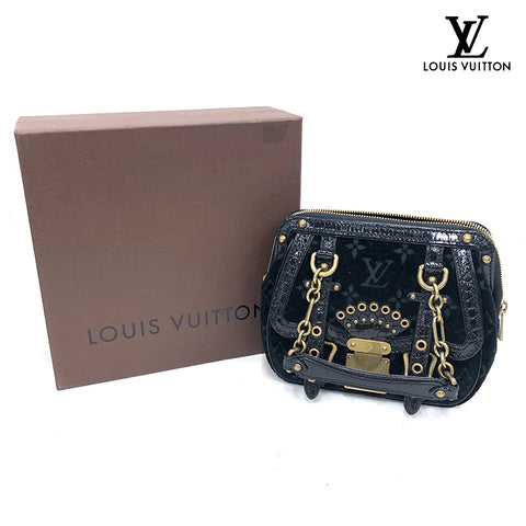 ルイ・ヴィトン LOUIS VUITTON ブルール アーヴァイン ハンドバッグ ベルベット×エキゾチック ブラック P11827