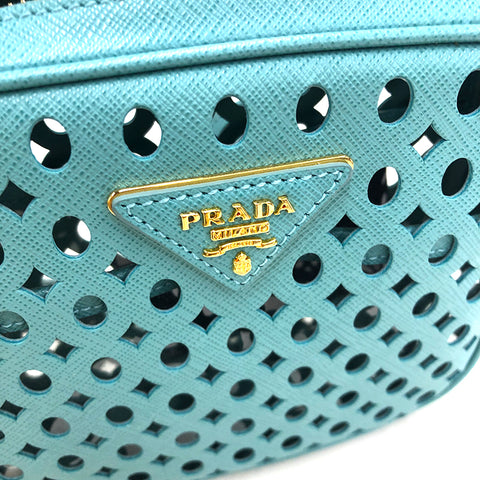 プラダ PRADA サフィアーノ パンチング ショルダーバッグ ライトグリーン P11834