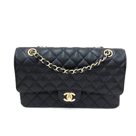 シャネル CHANEL キャビアスキン ダブルフラップ ショルダーバッグ ブラック eit0587P11852