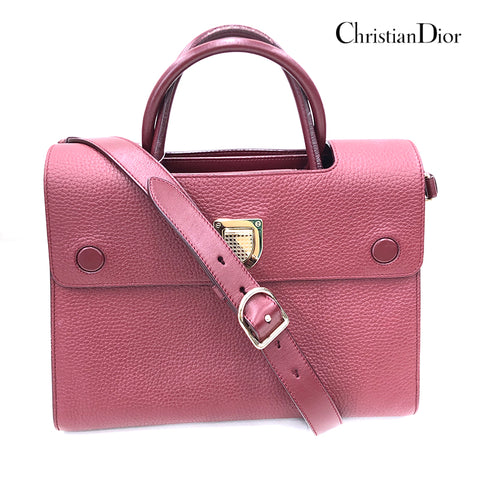 クリスチャンディオール Christian Dior エヴァーラフ・シモンズ ハンドバッグ ワインレッド P11919