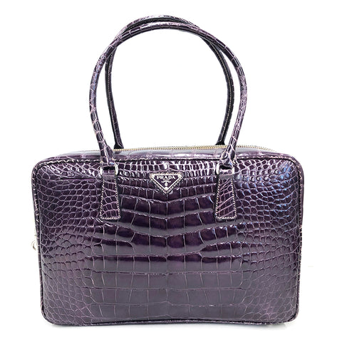 Prada Exotic皮革手提包紫色P12033