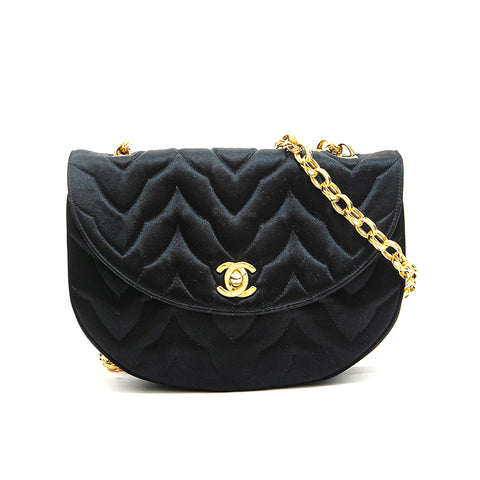 Chanel CHANEL Satin Visue Chain Shoulder Bag Black P12650 – NUIR VINTAGE