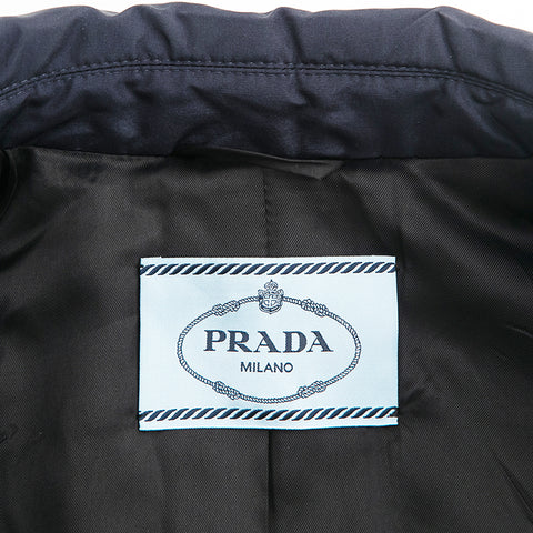 プラダ PRADA ステンカラー ナイロン ダウンジャケット ネイビー P12740