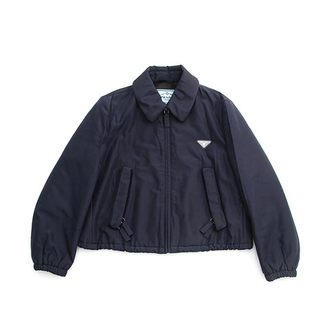 Prada Edelstahl Nylon Down Jacke Navy P12740