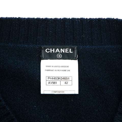 Chanel CHANEL Turn Lock Cashmere Cardigan Navy P12760