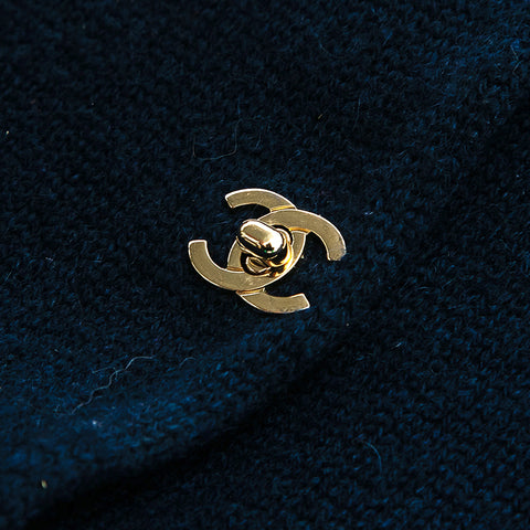 Chanel Chanel Turn Lock Cashmere Cardigan Navy P12760