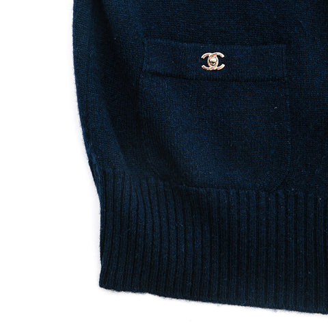 Chanel CHANEL Turn Lock Cashmere Cardigan Navy P12760