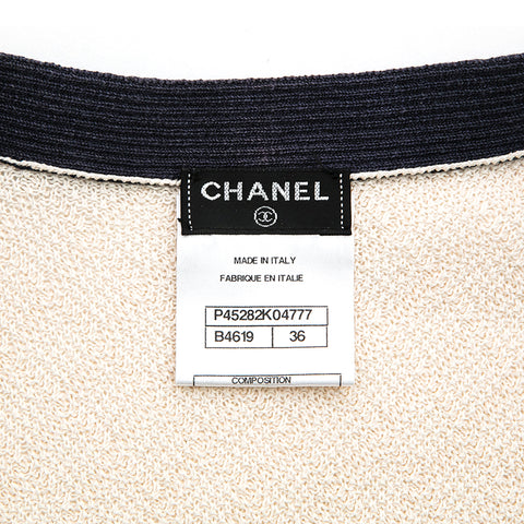 Chanel Chanel Bicolor Knit Cardigan Beige x Navy EIT0812P12779