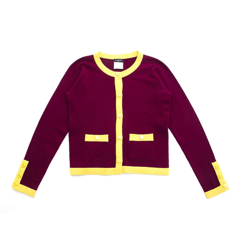 Chanel Bicolor Cashmere Top Cardigan Purple X Yellow P12800