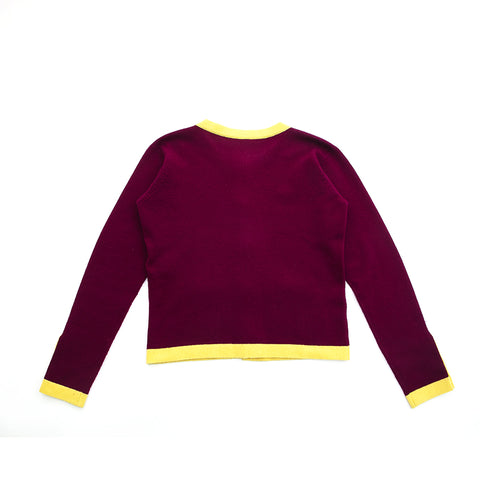 Chanel CHANEL Bicolor Kashimiya Tops Cardigan Purple X Yellow P12800