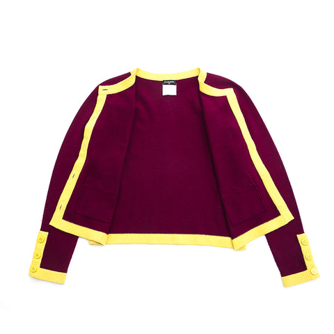 Chanel Chanel Bicolor Kashimiya Tops Cardigan Purple X Yellow P12800