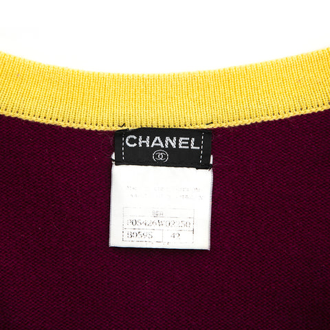 Chanel CHANEL Bicolor Kashimiya Tops Cardigan Purple X Yellow P12800