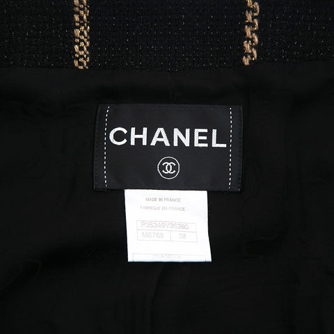 シャネル CHANEL ツイード ノーカラー ジャケット ブラック eit0811P12802