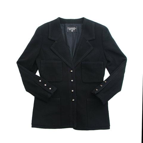 Chanel Chanel Coco Button Tweed Jacket Court Schwarz EIT0827P12810