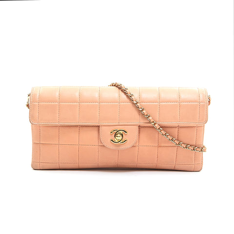 シャネル CHANEL チョコバー チェーン ショルダーバッグ ピンク P12825 