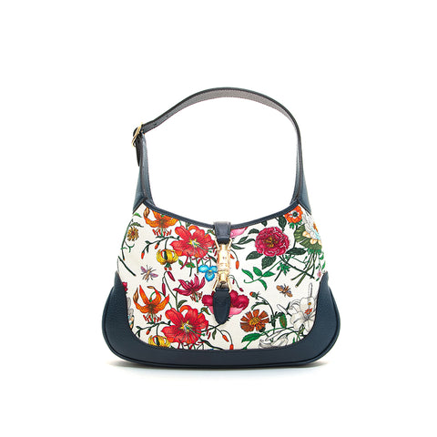 Gucci GG Flora Jackie肩袋海军P12828