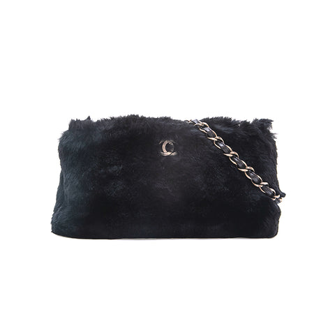 Chanel CHANEL Coco Mark Lapin Chain Shoulder Bag Black P12842 
