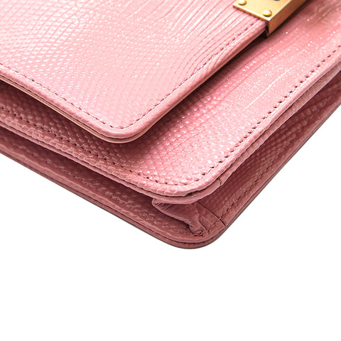 Chanel CHANEL Exotic Leather Lame Chain Wallet Shoulder Bag Pink P12844
