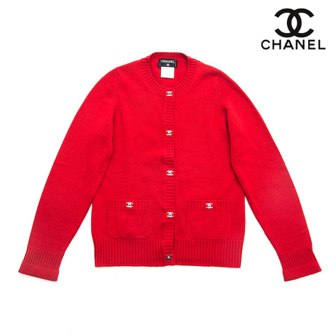 Chanel Chanel Turn Lock Cashmere Cardigan红色EIT0813P12845