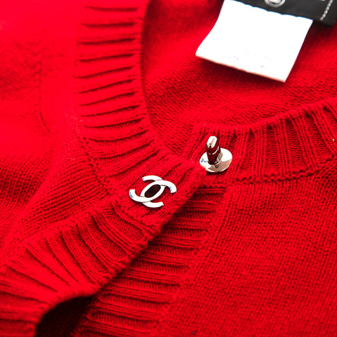 Chanel Chanel Turn Lock Cashmere Cardigan Red EIT0813P12845