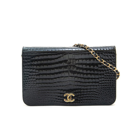 Chanel Exotic Leder Push Lock Umhängetasche Schwarz P12857