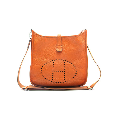 爱马仕爱马仕(Hermes Hermes)Evelyn III PM肩袋□o雕刻橙色P12873