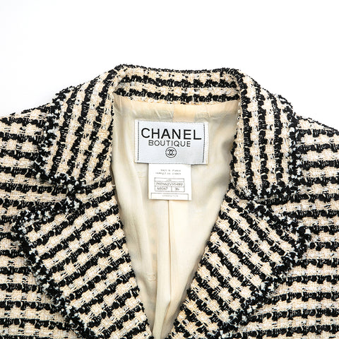 Chanel CHANEL Chidori Pattern Coco Button Tweed Jacket Beige X 